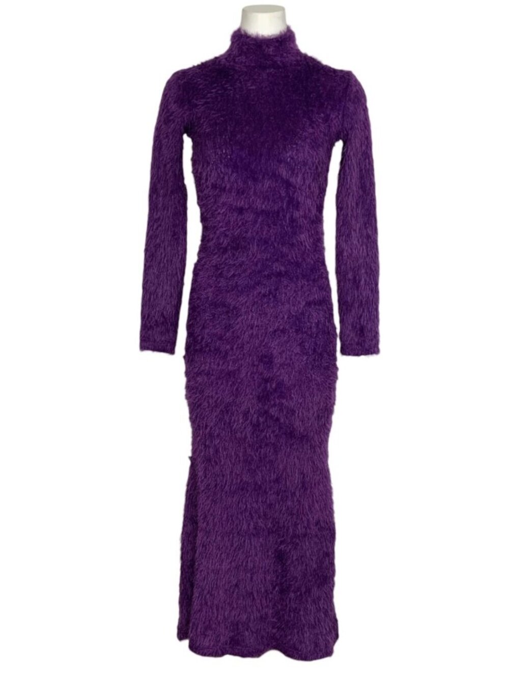 Julia Allert Textured Knit Bodycon Maxi Dress XS Violet Fuzzy